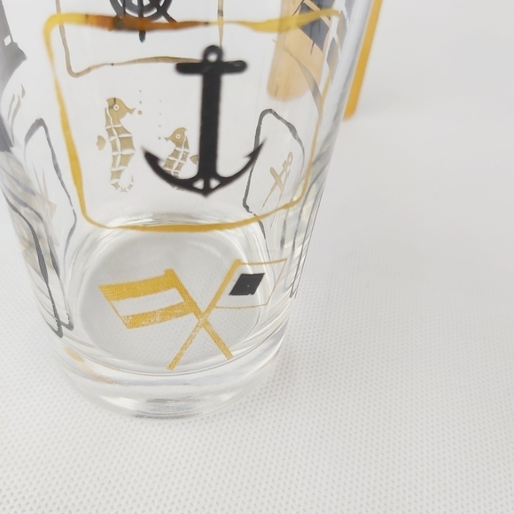 DOMINION vintage drinking glasses Gold and Black lot of 2 - Picture 4 of 9